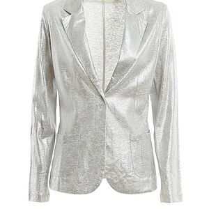Majestic Filatures Linen Silver Metallic Blazer Jacket - retails for $315